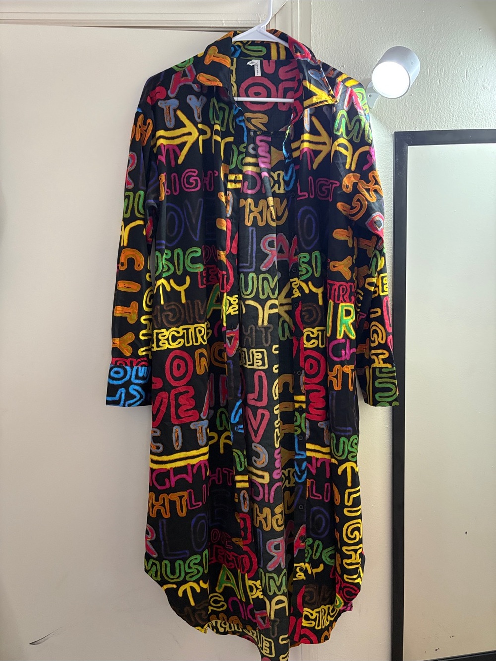 Live 4 Truth Black button up dress with Multicolor Graffiti Print